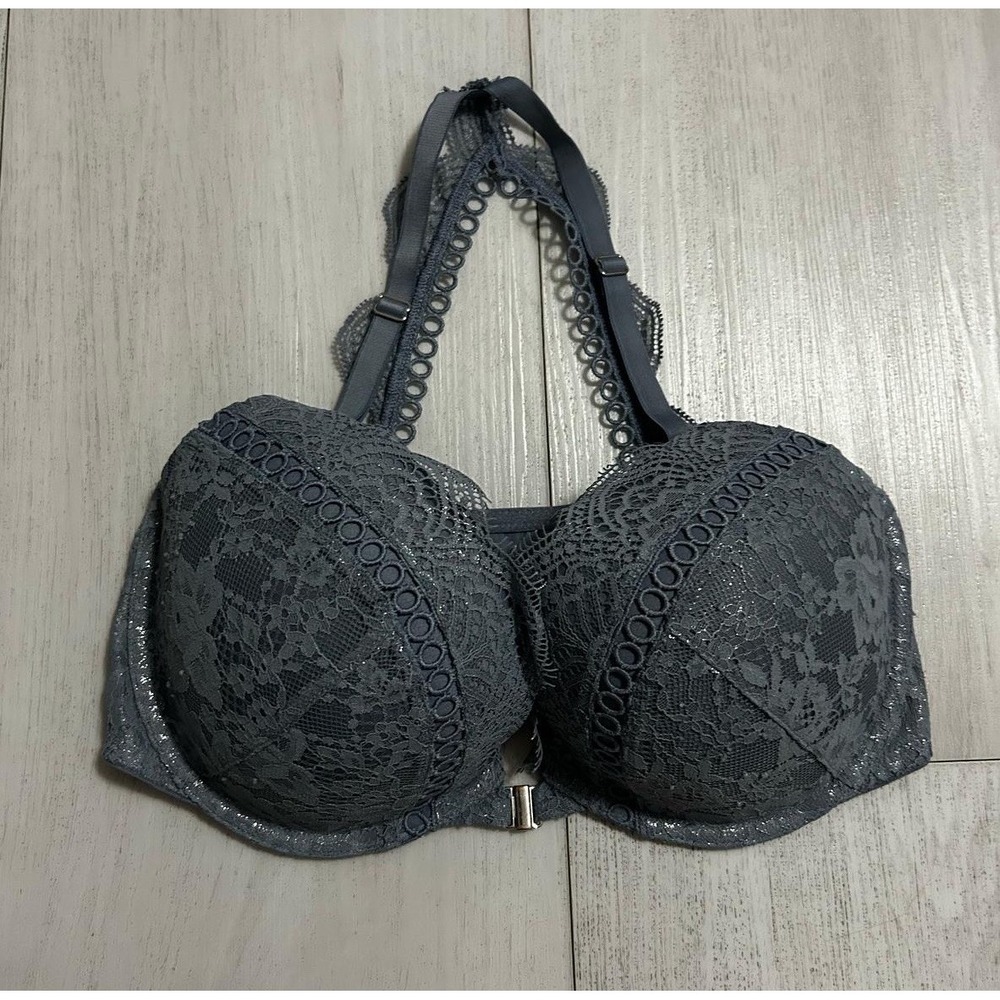 Victoria's Secret Dream Angels Bra Sz 34DD Blue Eyelet Front‎ Closure